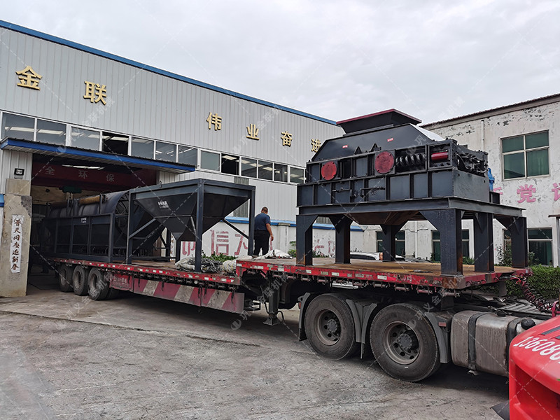 對輥破碎機,滾筒篩砂機,制砂生產(chǎn)線發(fā)貨圖片